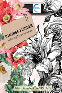 VINTAGE FLOWERS colouring books for adults. Adult coloring book easy VINTAGE