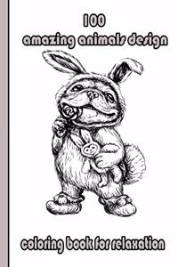 100 amazing animals design coloring book for relaxation