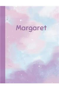 Margaret: Personalized Composition Notebook - College Ruled (Lined) Exercise Book for School Notes, Assignments, Homework, Essay Writing. Purple Pink Blue Cov