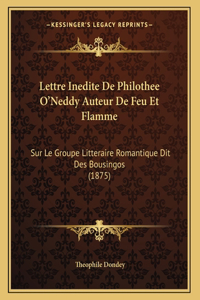 Lettre Inedite De Philothee O'Neddy Auteur De Feu Et Flamme