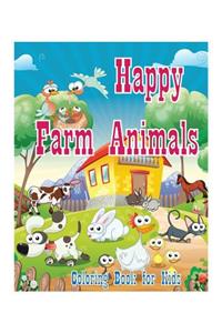 Coloring Book For Kids Happy Farm Animals Coloring Book