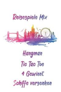 Reisespiele Mix - Hangman - Tic Tac Toe - 4 gewinnt - Schiffe versenken