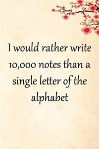 I would rather write 10,000 no single letter of the alphabet