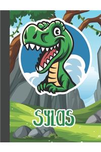 Sylas: Wide Ruled Composition Notebook Dinosaur Boys Kids Personalized Journal for School Supplies - 110 pages 7.44x9.269