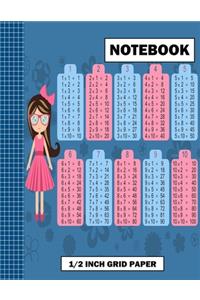 1/2 Inch Grid Paper Notebook