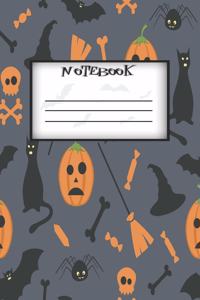 Notebook: Halloween Pumpkin 6'x9' in - 100 Pages - Wide Ruled - Black Lined Paper Journal