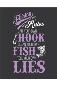 Fishing rules bait your own hook clean your own fish tell your own lies