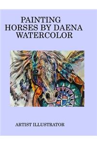 Painting horses by Daena watercolor