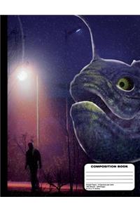 Purple Sea Monster on Land Composition Notebook - Graph Paper - 200 Pages / 100 Sheets, 8-1/2