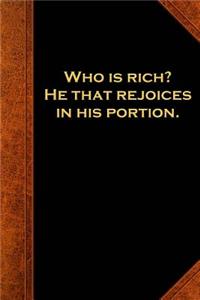 Ben Franklin Quote Journal Rich Rejoices Portion Vintage Style