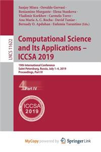 Computational Science and Its Applications - ICCSA 2019