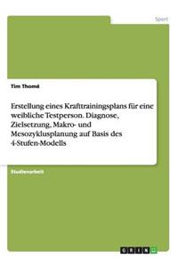 Erstellung eines Krafttrainingsplans für eine weibliche Testperson. Diagnose, Zielsetzung, Makro- und Mesozyklusplanung auf Basis des 4-Stufen-Modells