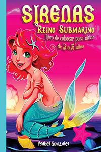 Sirenas Reino Submarino Libro de colorear para niñas de 3 a 5 años