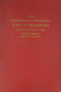 Cambridge University List of Members Up to 31 July 1996