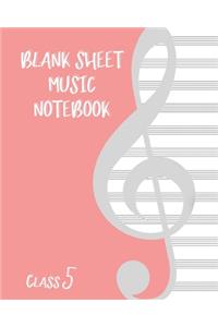 Blank Sheet Music Composition Manuscript Staff Paper Art Music CLASS 5 Notebook Birthday Gift