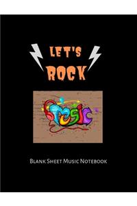 Blank sheet music notebook Let's Rock music