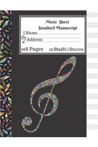 Music Sheet Standard Manuscript -108 Pages 12 Staffs - Staves