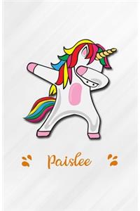 Paislee A5 Lined Notebook 110 Pages: Funny Blank Journal For Personalized Dabbing Unicorn Family First Name Middle Last. Unique Student Teacher Scrapbook/ Composition Great For Home Sch