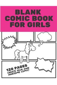 Blank Comic Book For Girls