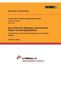 Key Criteria for Selecting a Joint Venture Partner on Emerging Markets
