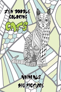 Zen Doodle Coloring Big Picture - Animals - Cats
