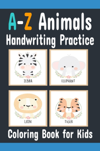 A-Z Animals Handwriting Practice coloring book for Kids