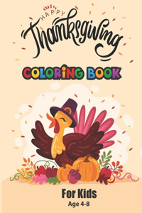 happy thanksgiving coloring book for kids age 4-8