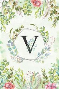 V - Monogrammed Floral Journal