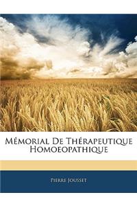 Mémorial de Thérapeutique Homoeopathique
