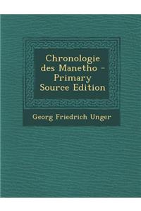 Chronologie Des Manetho - Primary Source Edition