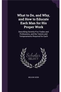 What to Do, and Why, and How to Educate Each Man for His Proper Work
