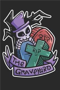 Graveyard Tombstone Halloween Skeleton Notebook