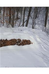 Winter School Composition Book Woodpile Snowcovered 130 Pages