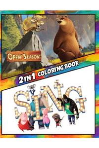 2 in 1 Coloring Book Open Season and Sing: Best Coloring Book for Children and Adults, Set 2 in 1 Coloring Book, Easy and Exciting Drawings of Your Loved Characters and Cartoons
