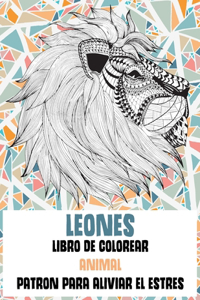Libro de colorear - Patrón para aliviar el estrés - Animal - Leones