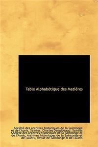 Table Alphab Tique Des Mati Res
