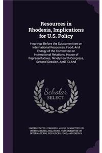 Resources in Rhodesia, Implications for U.S. Policy