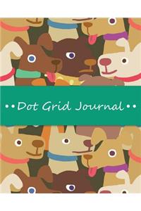 Dot Grid Bullet Journal, Daily Dated Notebook Diary, Dog Lovers Pattern: Large Quarterly Bullet Journal Blank Pages with Number, 150p, 8x10