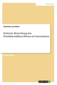 Kritische Betrachtung des Produktionsfaktors Wissen in Unternehmen