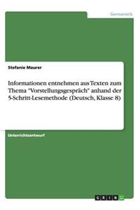 Informationen entnehmen aus Texten zum Thema Vorstellungsgespräch anhand der 5-Schritt-Lesemethode (Deutsch, Klasse 8)