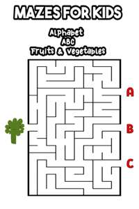 Mazes for Kids Alphabet ABC Fruits & Vegetables
