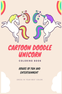 Cartoon Doodle Unicorn Coloring Book