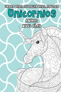 Libros para colorear para adultos - Nivel fácil - Animal - Unicornios