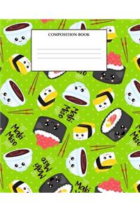 Composition Book: Wide Ruled Primary Composition Book Delicious Sushi Maki Design