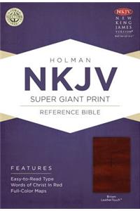 Super Giant Print Reference Bible-NKJV: New King James Version Super Giant Print Reference, Brown, Leathertouch