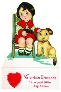 Boy and Dog Valentine - Greeting Card (6 Cards Individually Bagged W/ Envelopes & Header)