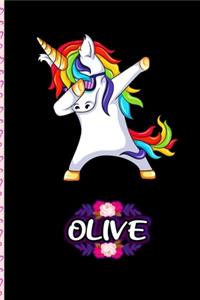 Olive - Dabbing Unicorn personalized named Notebook