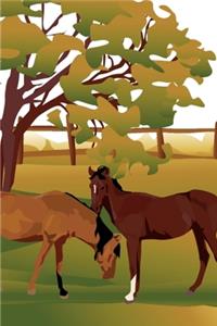 2020 Weekly Planner Horse Illustration Equine Horses Fenced Pasture 134 Pages