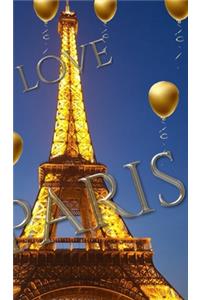 blue sky I love paris eiffel tower gold ballon creative blank journal