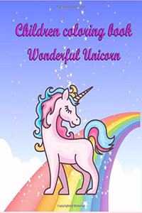 Children Coloring Book Wonderful Unicorn